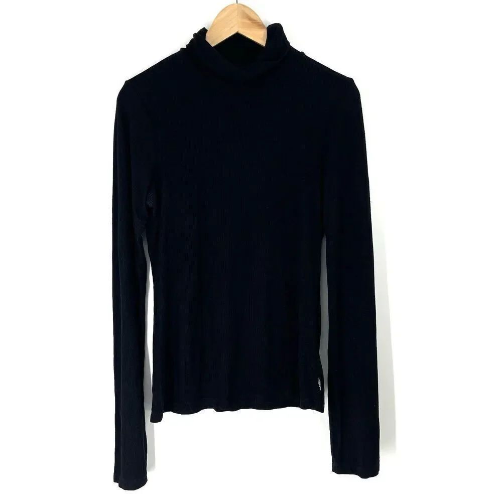 Standard James Perse Top Size 4 Women XL Black Turtleneck Long Sleeve Minimalist